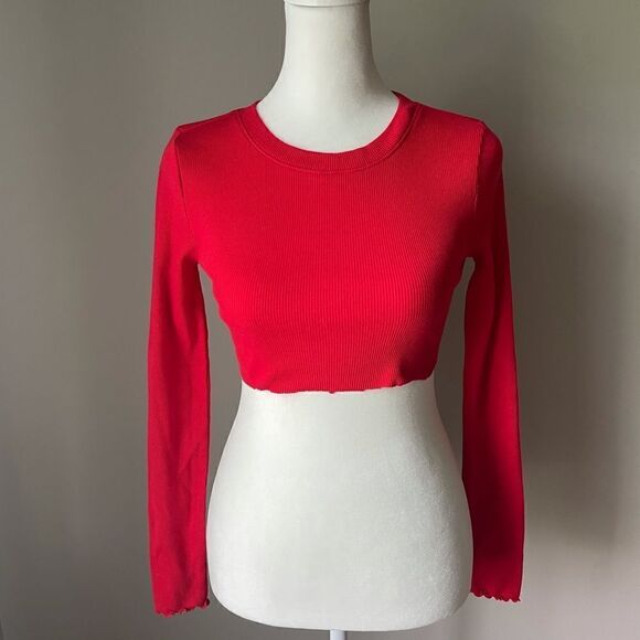 Forever 21 Red Cropped Shirt - Picture 1 of 5